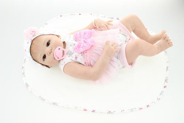 New 55cm full body silicone reborn baby doll toys play house princess reborn babies brithday gift girls brinquedos bathe toy