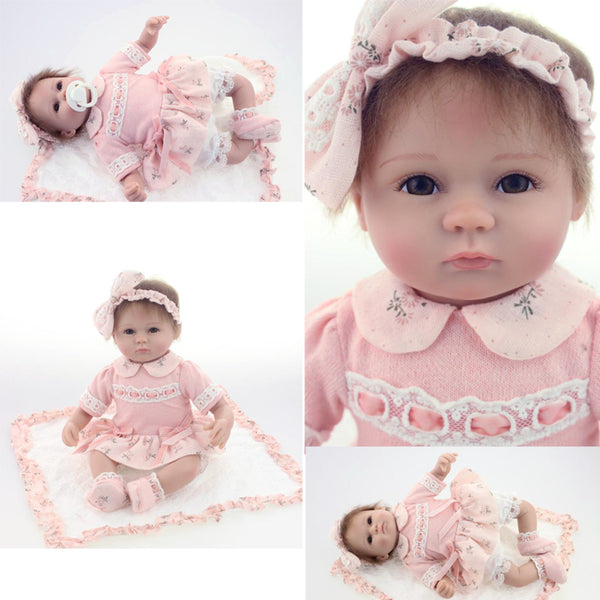 17.5" 40cm High Quality Silicone Reborn Babies Silicone soft body lifelike baby doll for baby girls