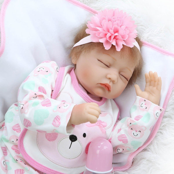 New design 55cm Realistic doll  soft silicone  reborn  baby doll sleeping baby  doll playing toys for kids Christmas sweet baby