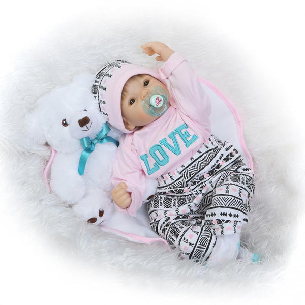 Pursue 22"/55cm Cloth Body Girl Boy Doll Reborn Silicone Vinyl Reborn Baby Doll Gift bebe reborn silicone realista menina 55cm