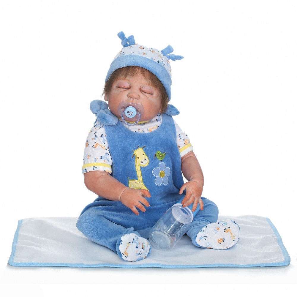 55cm Full Silicone Body Reborn Baby Boy Sleeping Doll Toys Realistic Bathe Toy Baby-Reborn Newborn Babies Girls Brinquedos