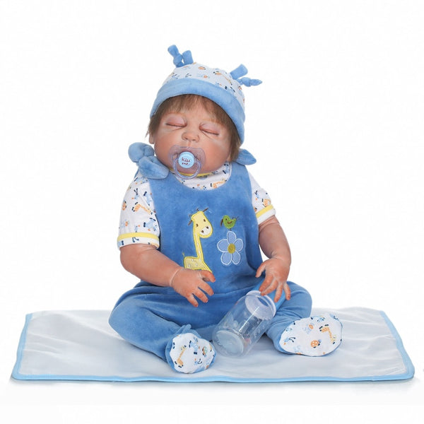 55cm Full Silicone Body Reborn Baby Boy Sleeping Doll Toys Realistic Bathe Toy Baby-Reborn Newborn Babies Girls Brinquedos