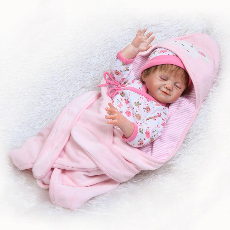 50cm Full Body Silicone Reborn Sleeping Girls Babies Doll Toys 20inch  Newborn Baby Doll Kids Birthday Gift Early Education Toy