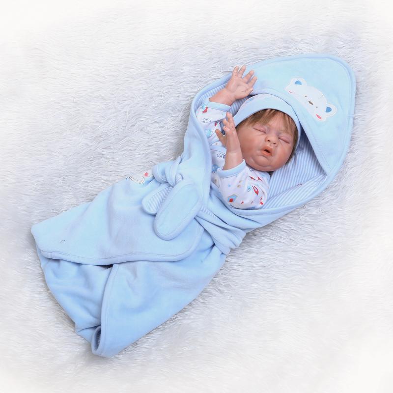 50cm Full Body Silicone Reborn Sleeping Boys Babies Doll Toys Lifelike 20inch Newborn Baby Doll Kids Birthday Gift Bathe Toy