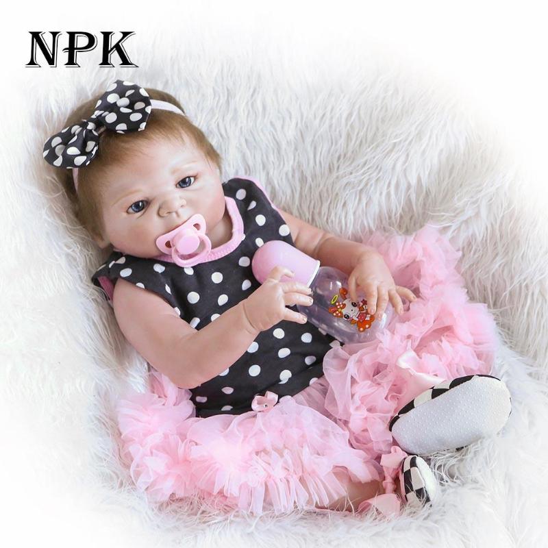 Full Silicone Vinyl Reborn Baby Doll Realistic Girl Babies Dolls 21.65 Inch 55 cm Lifelike Princess Kids bebe toy