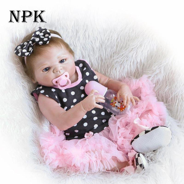 Full Silicone Vinyl Reborn Baby Doll Realistic Girl Babies Dolls 21.65 Inch 55 cm Lifelike Princess Kids bebe toy