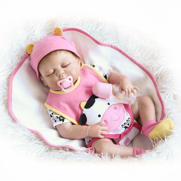 21.65 Inches Baby Reborn 55 cm Realistic BeBe Reborn Doll Baby Handmade Lifelike Full Body Silicone Sleeping Baby Doll Toy