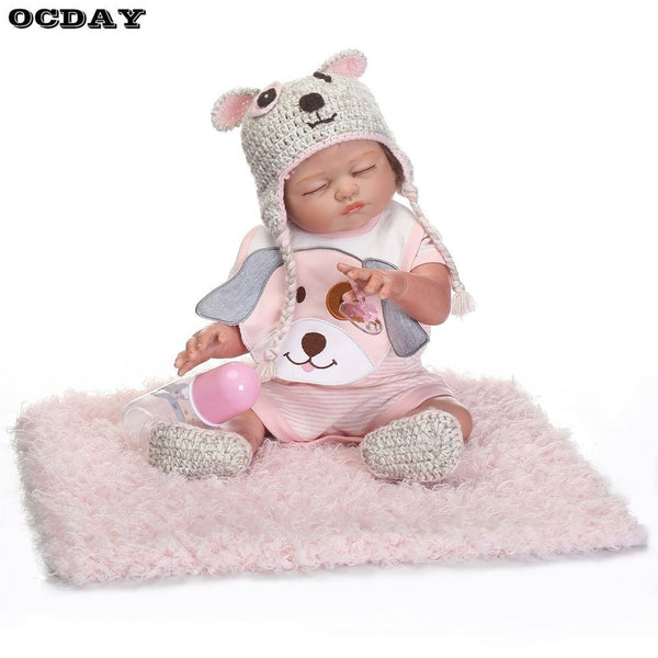 18 Inch Kawaii Reborn Baby Dolls DIY Toys Full Body Silicone Lifelike Babies Doll Touch Soft Early Education Toys Gift babydoll