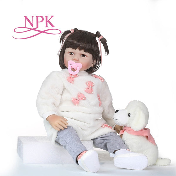 NPK New 23" Realistic Bebe Reborn Doll Reborn Babies Silicone Lifelike Baby Dolls Kids Growth Partners Birth Reborn Juguetes