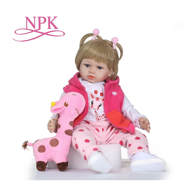 NPK 23'' New arrival Handmade Silicone vinyl adorable Lifelike toddler Baby Bonecas girl kid bebe doll reborn menina de silicone