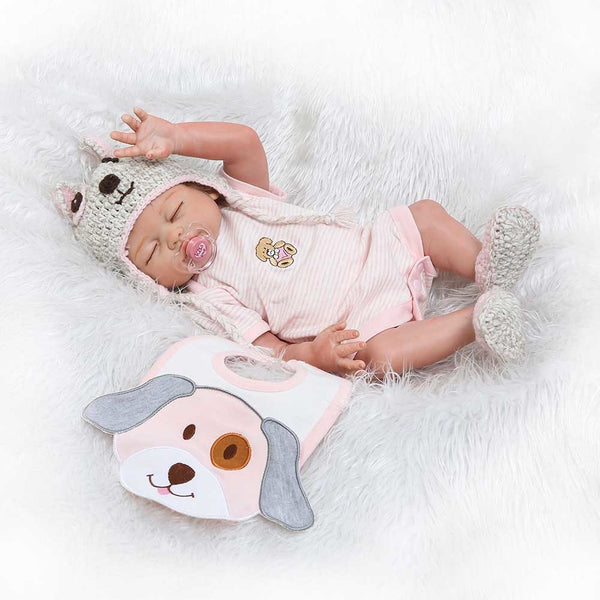 NPK 18 Inch Lifelike Reborn Baby Doll With Clothes Silicone Newborn Dolls Kit for Kids Playmat Toy BM88