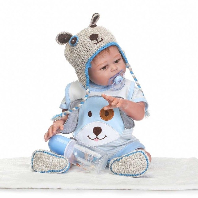 NPK 18 Inch Lifelike Reborn Baby Doll With Clothes Silicone Newborn Dolls Kit for Kids Playmat Toy BM88