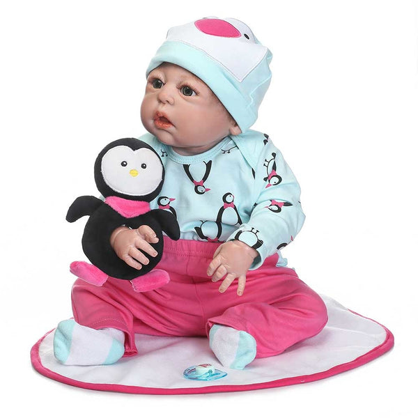 NPK 22 Inch Lifelike Reborn Newborn Doll Set Silicone Baby Dolls Kit for Kids Playmat Toy Gift BM88