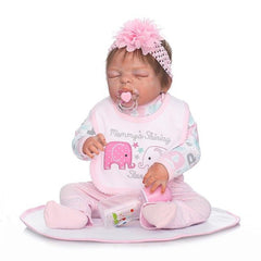 NPK 22 Inch Lifelike Reborn Newborn Doll Set Silicone Baby Dolls Kit for Kids Playmat Toy Gift BM88