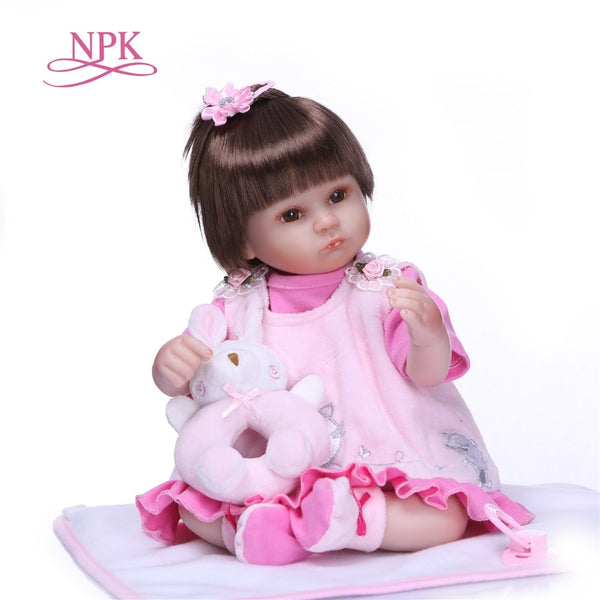 NPK 40CM New Handmade Silicone vinyl adorable Lifelike toddler Baby Soft Toys Baby Alive For Bebe Reborn Brinquedo Toys