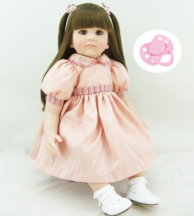 60cm Silicone Reborn Girl Baby Doll Toys Lifelike 24inch Vinyl Princess Toddler Babies Dolls Birthday Girls Brinquedos