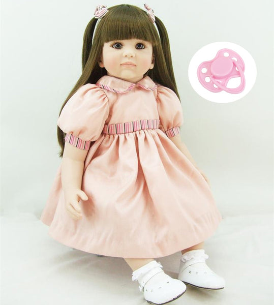 60cm Silicone Reborn Girl Baby Doll Toys Lifelike 24inch Vinyl Princess Toddler Babies Dolls Birthday Girls Brinquedos