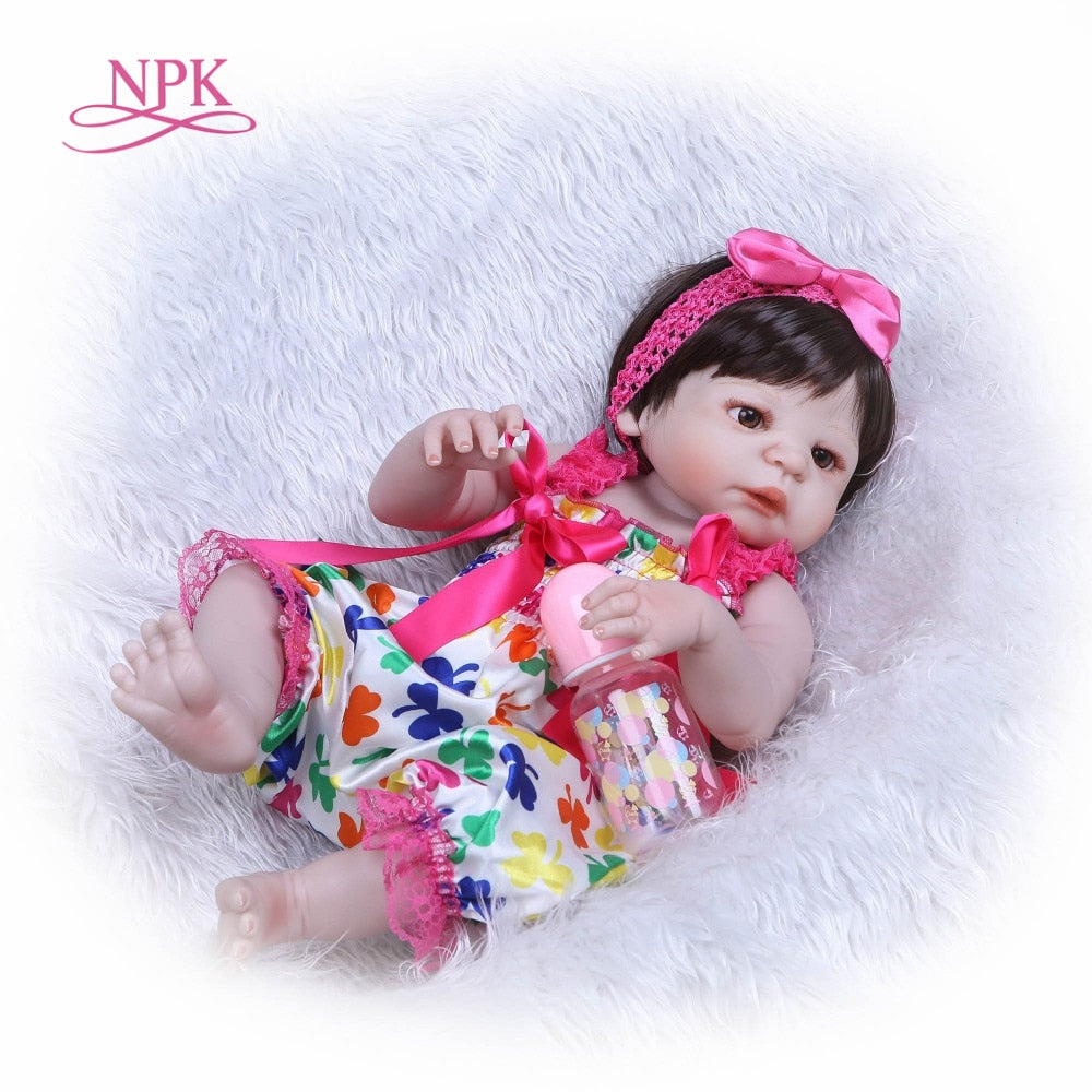 NPK 46CM Silicone Reborn Baby Dolls Cute Bebe Doll Clothes Lovely Bebe Reborn Menina 19inch Hot Birthday Gift For Children