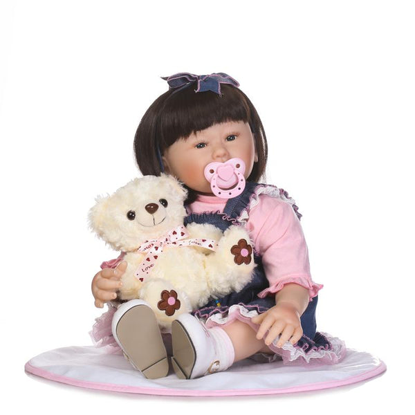 55cm Soft Silicone Reborn Baby Doll Toys Toddler Baby-Reborn Dolls For Girls Birthday Gift Newborn Real Doll Play House Toy