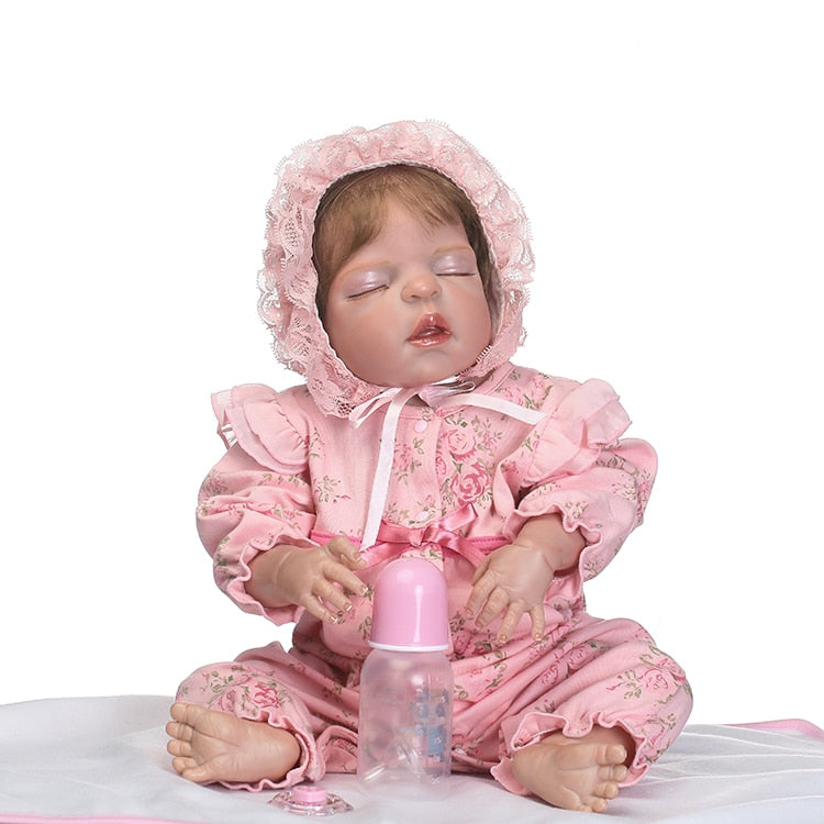 55cm Full Silicone Body Reborn Sleeping Baby Doll Toys Newborn Princess Girl Babies Toddler Dolls Bathe Toy Play House Bonecas