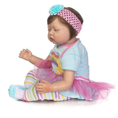 55cm Cloth Body Handmade Babe Reborn Baby Doll Soft Silicone Vinyl Baby Doll Non-toxic Safe Toy Lifelike Newborn Baby Doll Toy