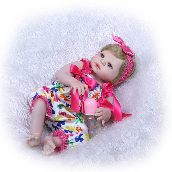56CM/22inch 3D Jointed Reborn Doll Soft Vinyl Newborn Baby Lifelike Dolls Playmate BM88