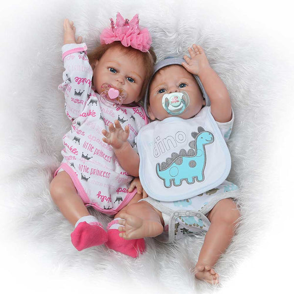 NPK 18 Inch Reborn Newborn Doll Set Silicone Lifelike Boy/Girl Baby Dolls Kit for Kids Playmat Toy FJ88
