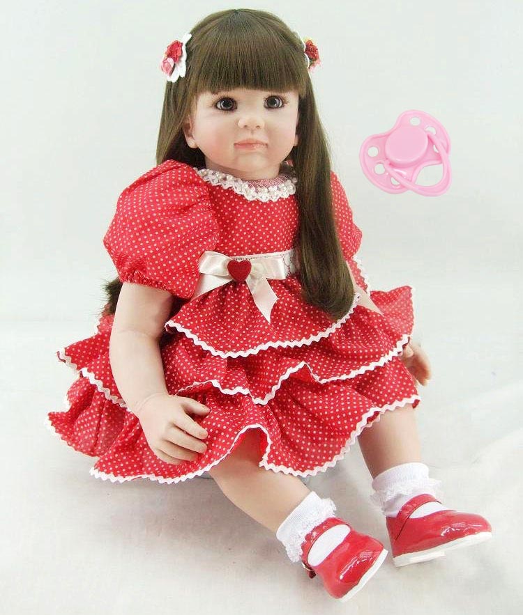 Lovely Silicone Reborn Babies Doll Toy 60cm Princess Toddler Girl Baby Doll Girl Brinquedos Fashion Birthday Gift Play House Toy
