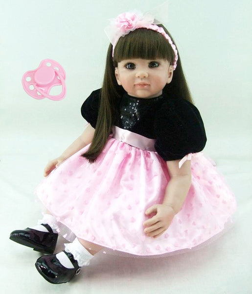 60cm Silicone Reborn Baby Doll Toys Lifelike Sweet Princess Long Hair Toddler Babies Dolls Fashion Birthday Present Limited Coll