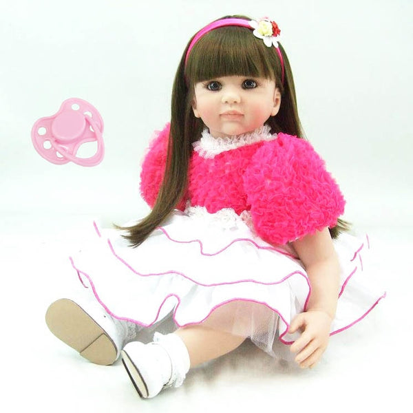 60cm Vinyl Silicone Reborn Baby Doll Toy Child Birthday Gift Toddler Girls Doll Girls Brinquedos Magnetic Paciifer Bedtime Toy