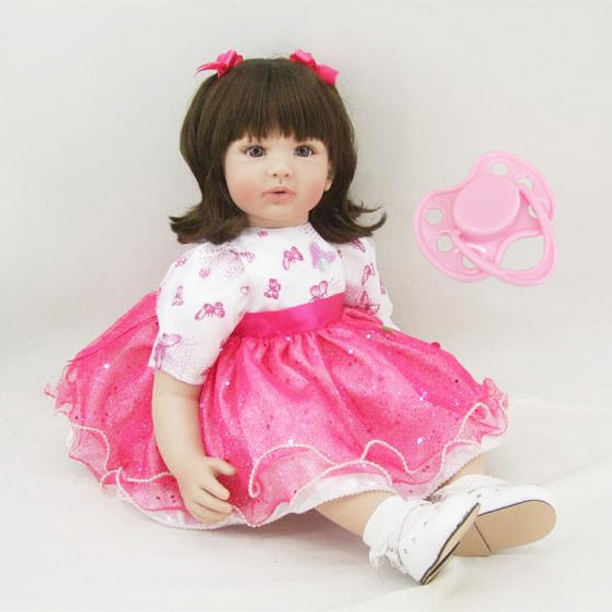 60cm Silicone Reborn Girl Baby Doll Toys Lifelike 24inch Vinyl Pink Princess Toddler Babies Dolls Birthday Kid Play House Toy