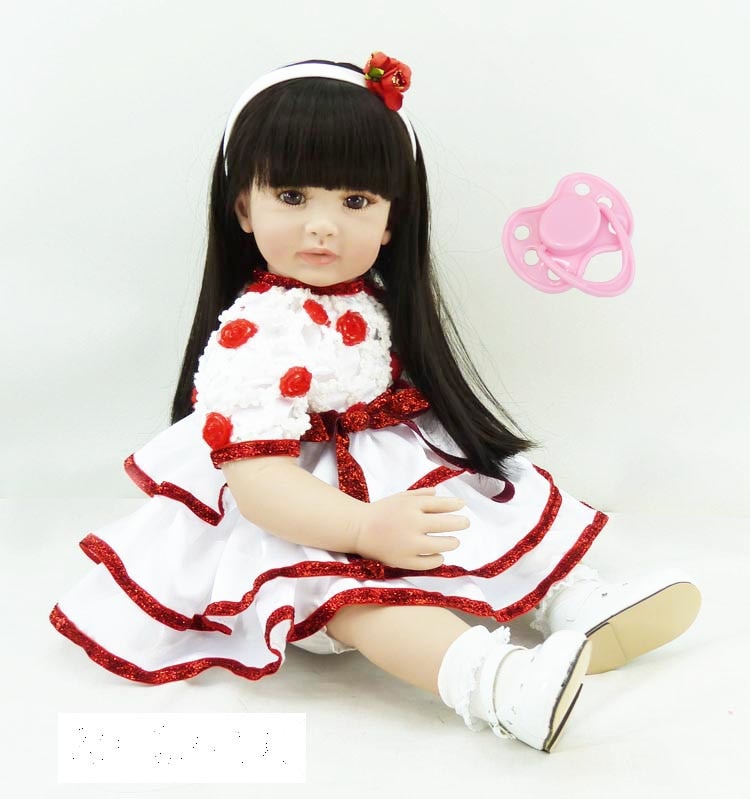 60cm Silicone Vinyl Reborn Baby Doll Toy Lifelike 24inch Princess Toddler Girl Babies Doll High Quelity Birthday Gift Present