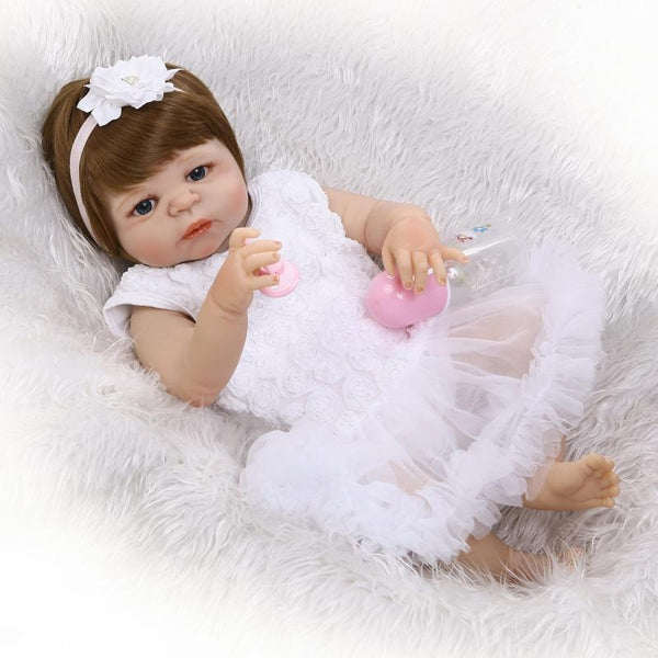 New Girl Doll Reborn 22" Full Silicone Vinyl Body Children Play House Toys Baby Gift Boneca Reborn Toys For Children Bath Toy