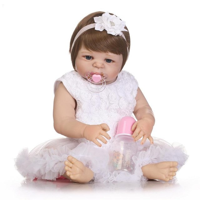 New Girl Doll Reborn 22" Full Silicone Vinyl Body Children Play House Toys Baby Gift Boneca Reborn Toys For Children Bath Toy