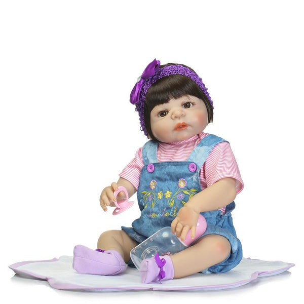 22" Reborn Babies Full Silicone Vinyl Body Wig Hair Boy Girl Realistic Doll Reborn Can Enter Water Kids Bath Toy Baby Bonecas