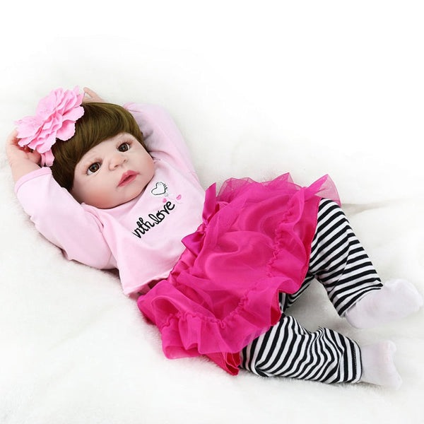 55cm Full Body Silicone Reborn Baby Doll Toys Lifelike Baby-Reborn Princess Doll Child Birthday Christmas Gift Girls Brinquedos