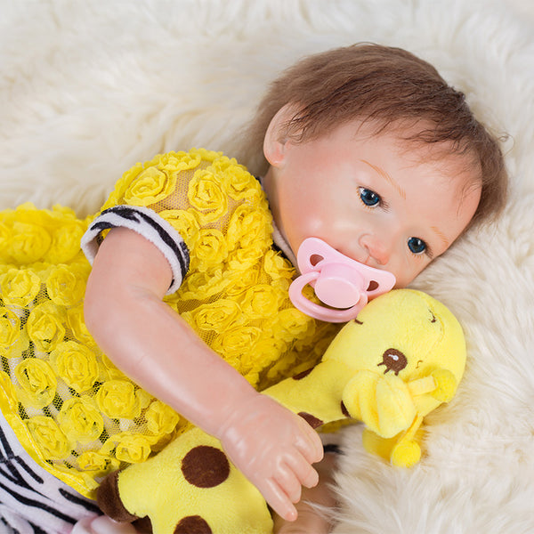 48cm Doll Reborn Silicone Vinyl Realistic Baby Doll Blue Eyes Toddler Girl Bebe Reborn Dolls Toys Children Gifts