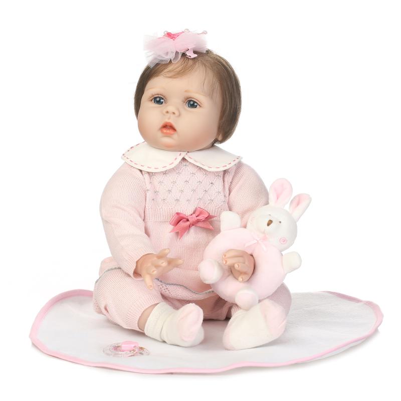 55cm Reborn Baby Doll Soft Vinyl Silicone Gentle Touch Creative Gift for Children on Birthday and Christmas