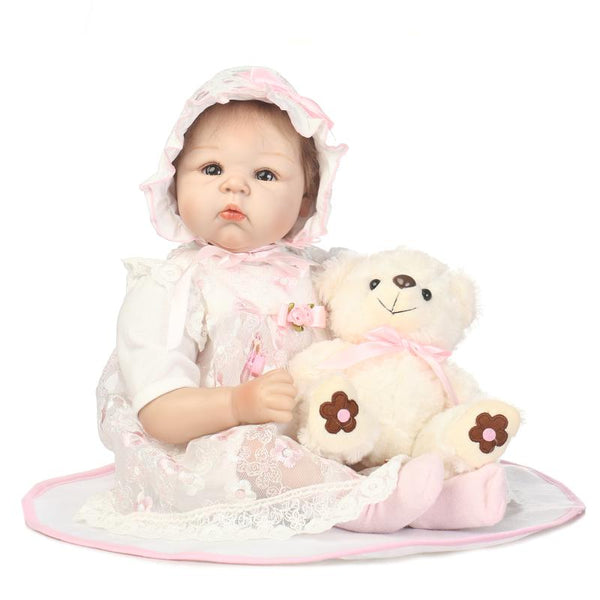 22inch Reborn Baby Dolls Handmade Alive Cotton Body Silicone Reborn Doll Lifelike Sleeping Girl Babies Toy Christmas Gift