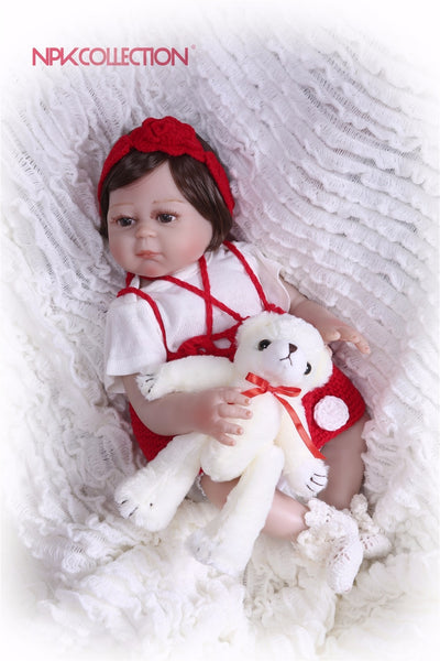 NPK 46cm Red reborn dolls soft silicone baby dolls bebe princess reborn bonecas nice clothing girafa plush doll gift kids toys