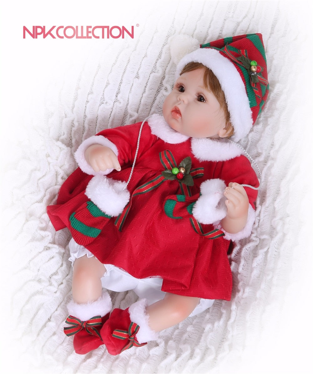 NPK 40CM New Handmade Silicone vinyl adorable Lifelike toddler Baby Soft Toys Baby Alive For Bebe Reborn the best Xmas gift