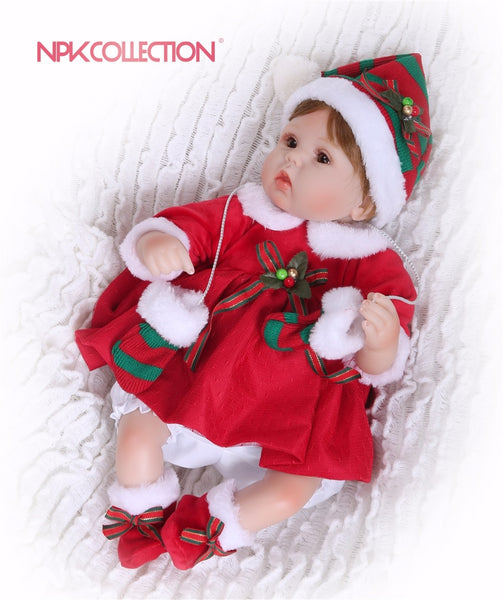 NPK 40CM New Handmade Silicone vinyl adorable Lifelike toddler Baby Soft Toys Baby Alive For Bebe Reborn the best Xmas gift