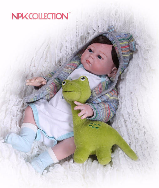 NPK 47cm reborn dolls soft silicone vinyl baby dolls bebe prince reborn bonecas nice clothing girafa plush doll gift kids toys