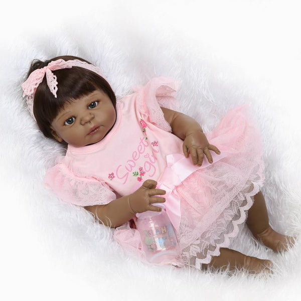New Arrival Full Silicone Reborn Baby Dolls 22" Black Skin Reborn Babies Toddler Girl Dolls Child Baby Gift Reborn Bonecas Toys