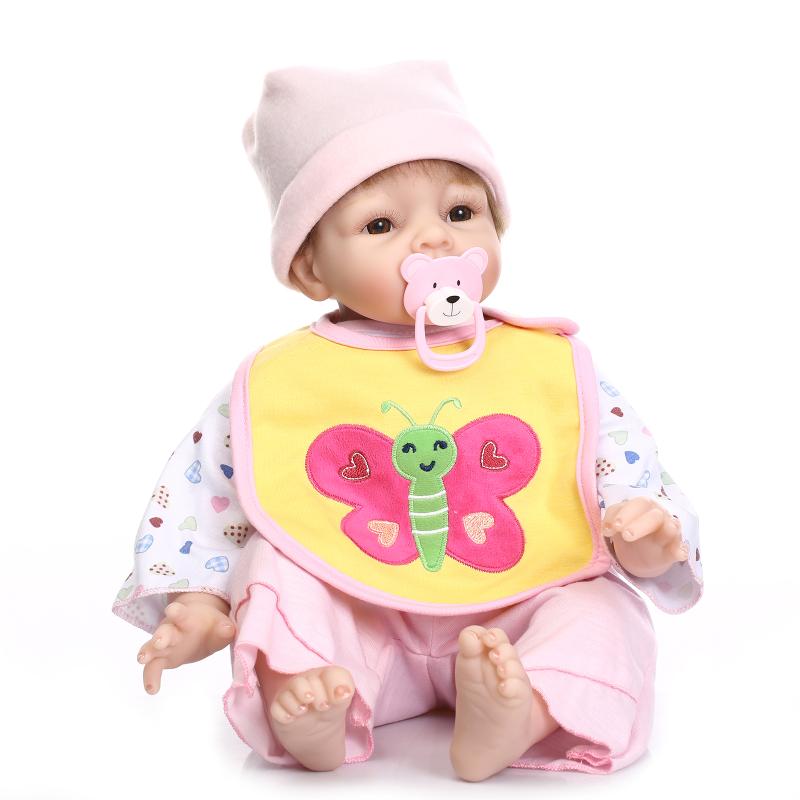 Adorable 55cm Baby Girl Silicone Reborn Baby Dolls Bonecas Bebe Reborn Vinyl Reborn Baby Dolls Lifelike Silicone Sleeping Doll