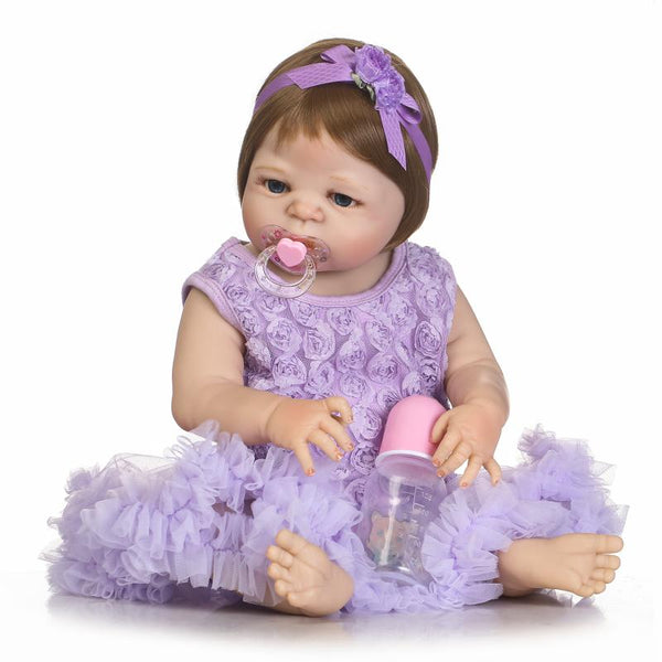 22" Full Body Soft Silicone Babies Girls Reborn Baby Doll Princess Girl Dolls Lifelike Real Born Doll Bebe Reborn Brinquedos