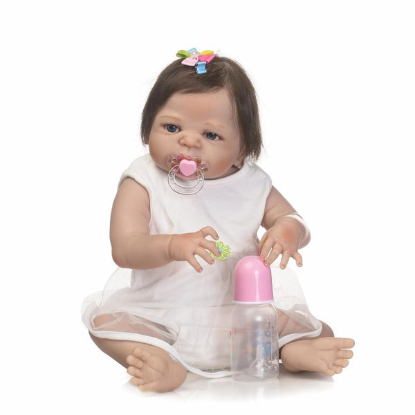 23 Inch/57cm Baby-reborn Full Silicone Body Reborn Baby Girl Dolls Bebe Reborn Children Bonecas Juguetes Brinquedos