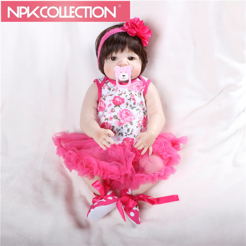 57" New Design Lovely New Born Baby Girl Doll Toy 23'' Realistic Reborn Dolls Silicone Vinyl Full Body Alive bebe Boneca Reborns