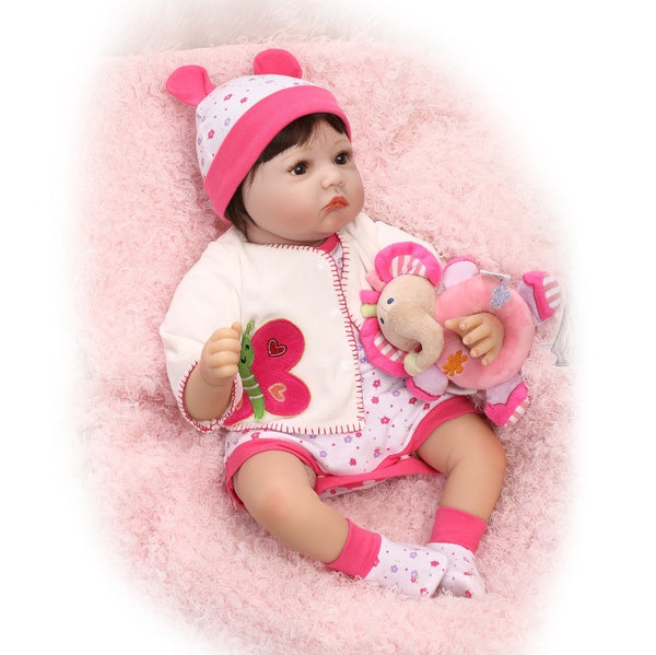 22inch 55cm reborn baby doll silicone vinyl soft real touch with fiber hair lifelike newborn baby Christmas Gift baby alive