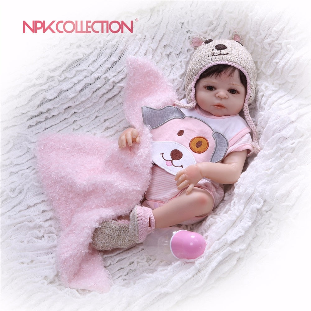 NPK 19inch 46cm Adorable Reborn Doll Handmade Full Silicone Bebe Reborn Boy Doll Boneca Fashion Baby Dolls For Girls Xmas Gifts